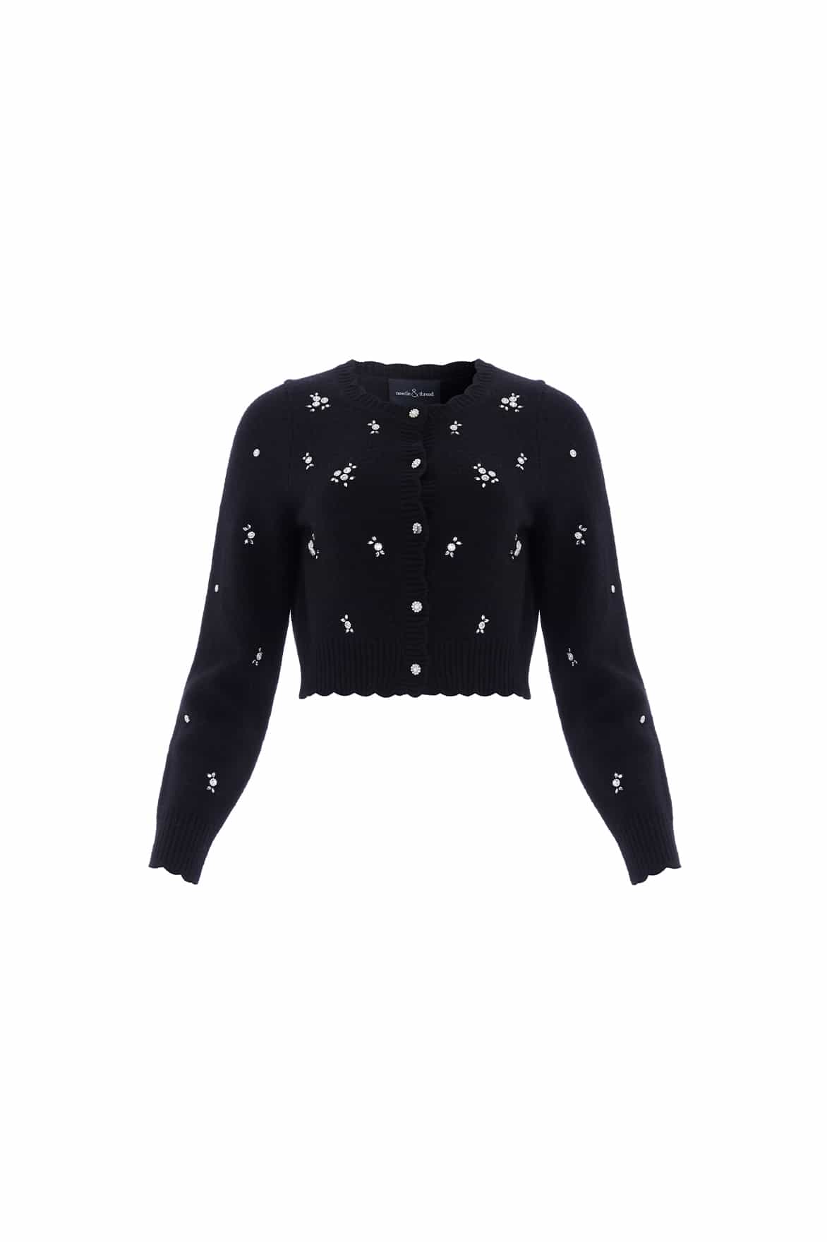 Scattered Floral Embellished Short Cardigan - Image 2