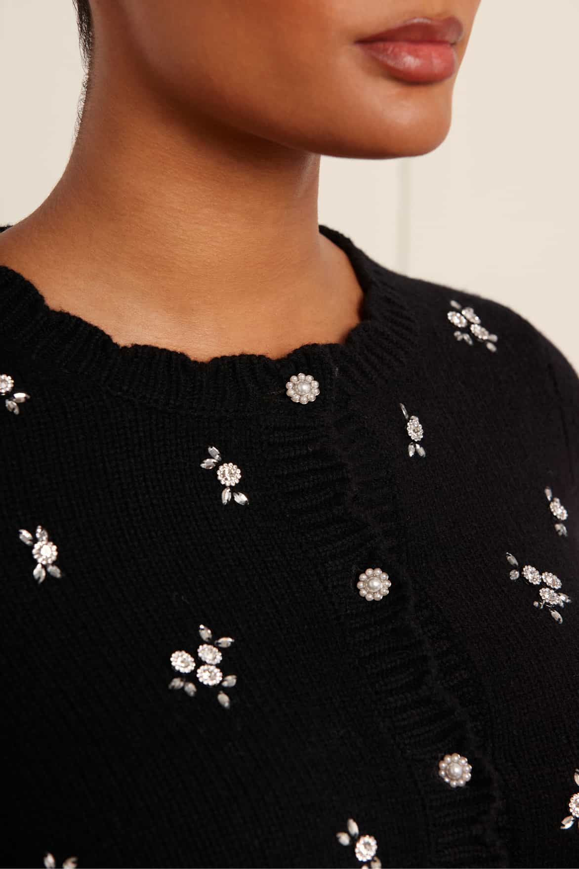 Scattered Floral Embellished Short Cardigan - Image 3