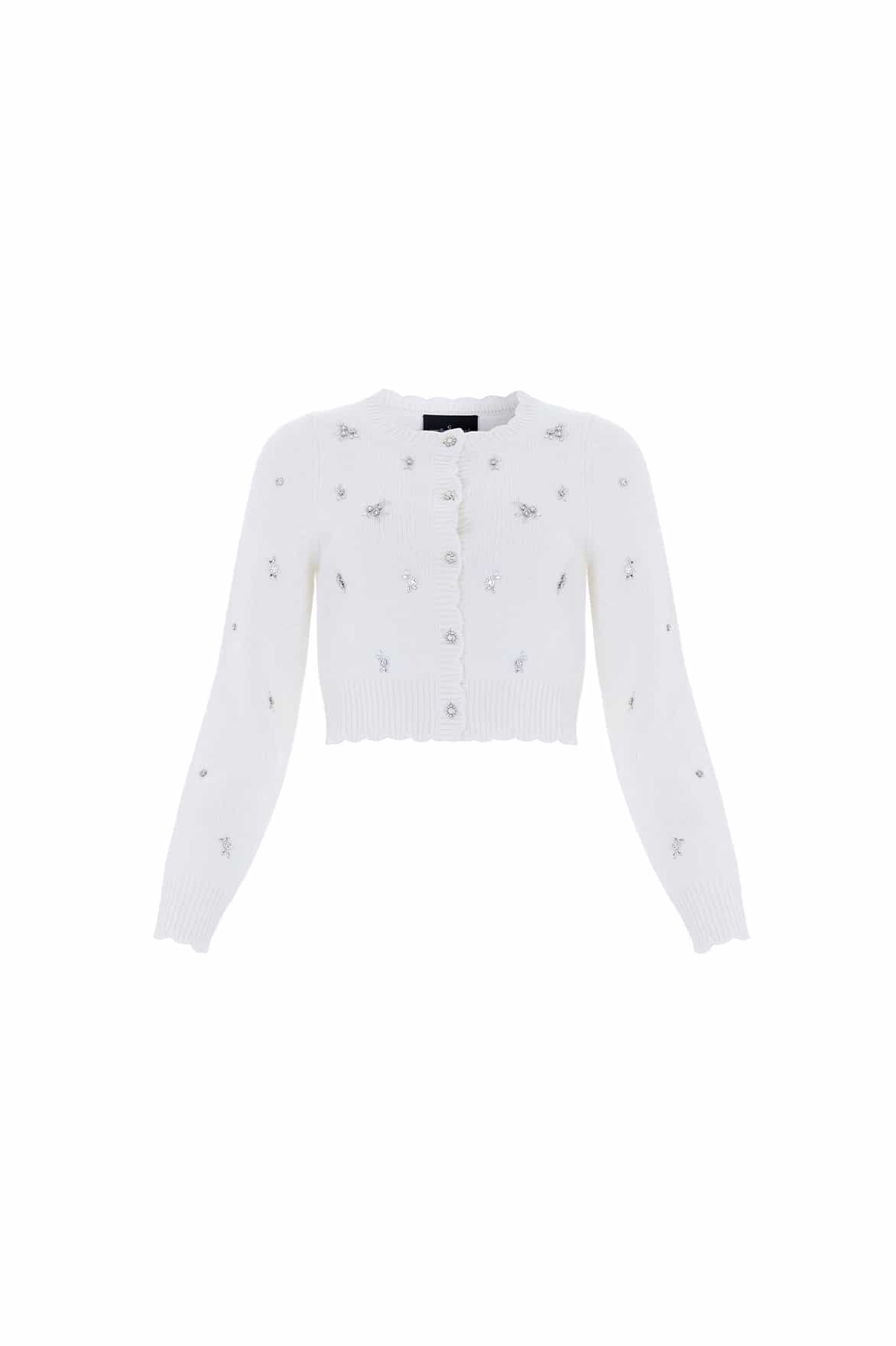 Scattered Floral Embellished Short Cardigan - Image 2