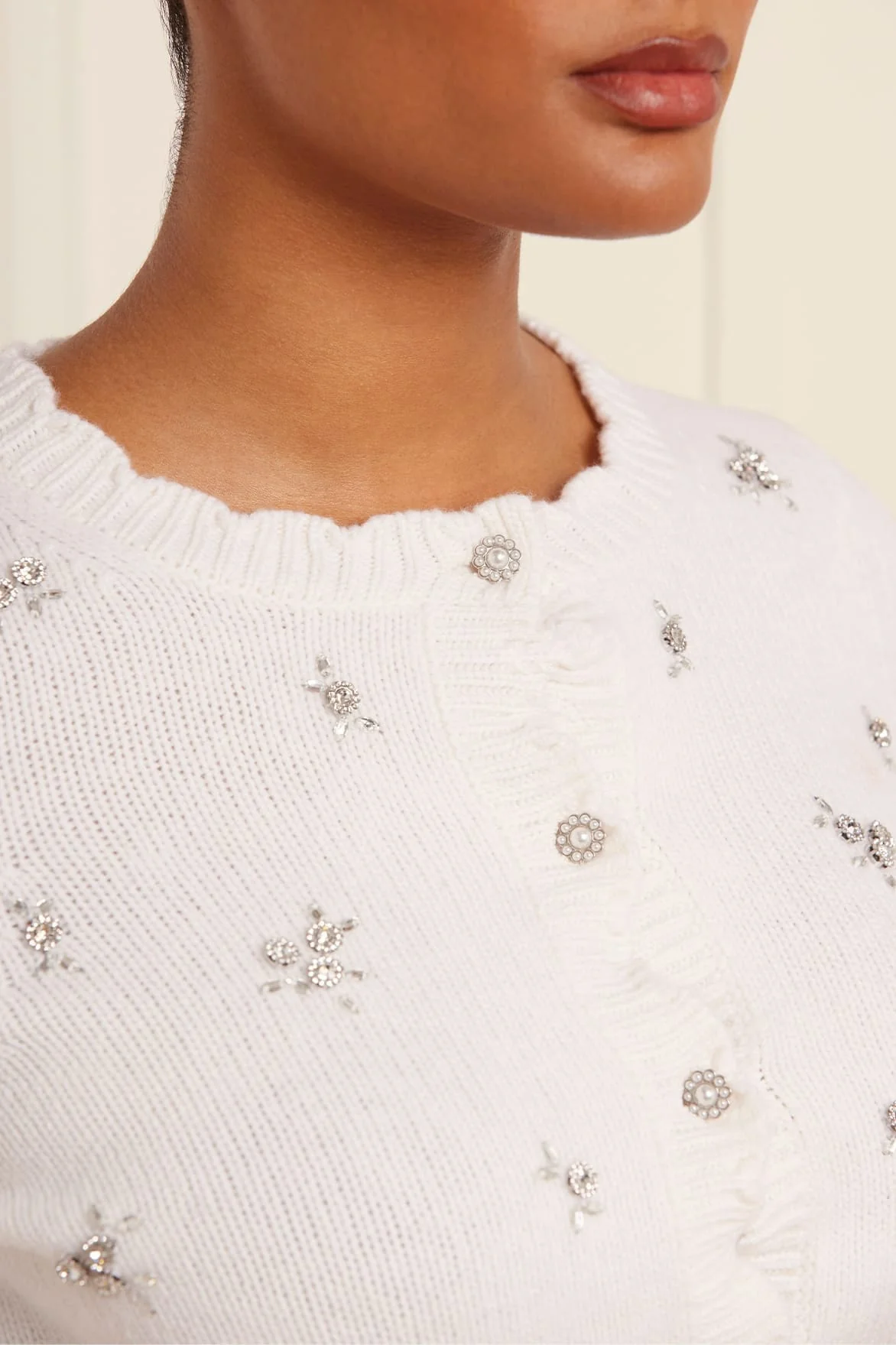 Scattered Floral Embellished Short Cardigan - Image 3