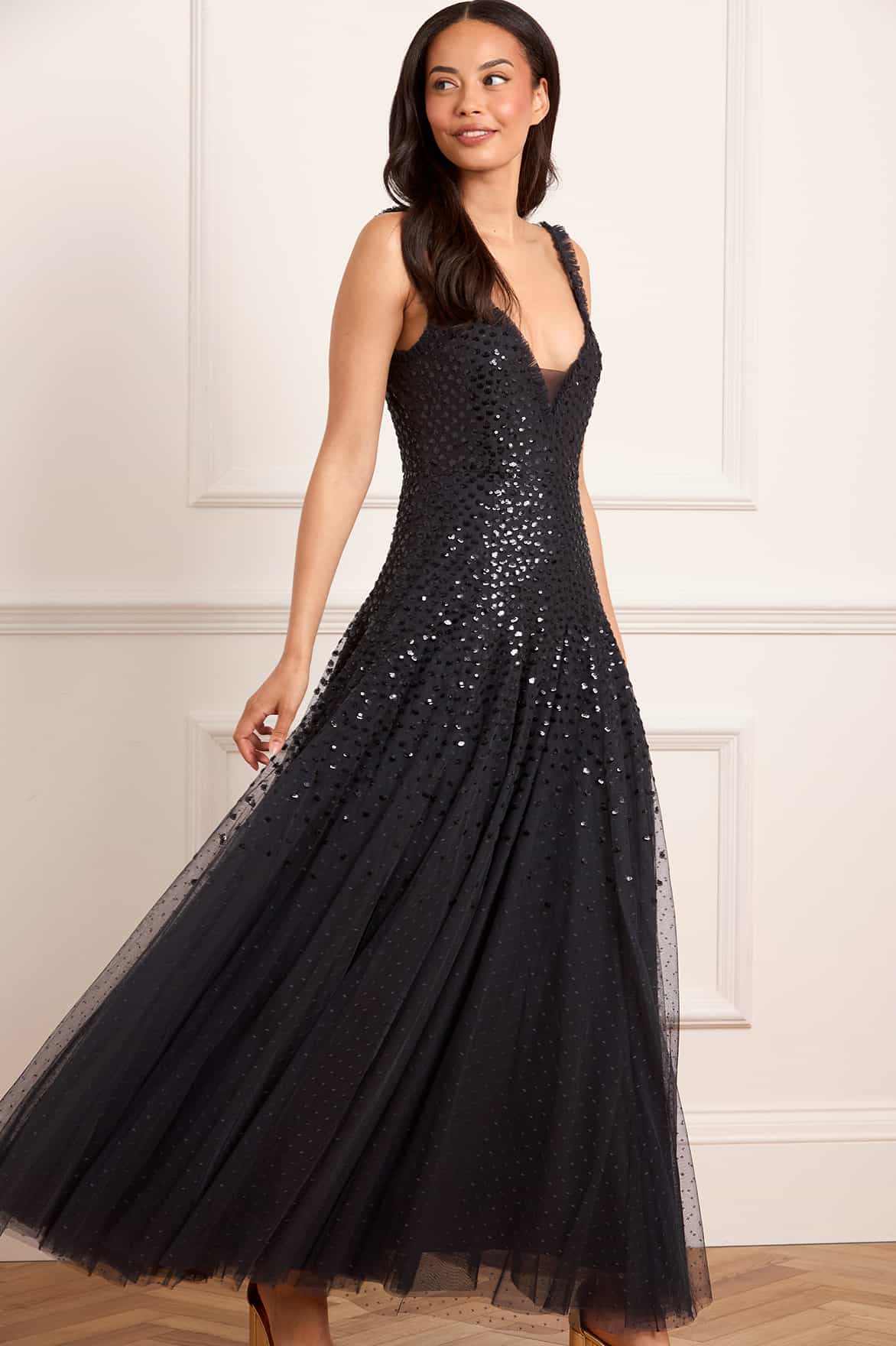 Sequin Cascade Cami Plunge Gown - Image 2