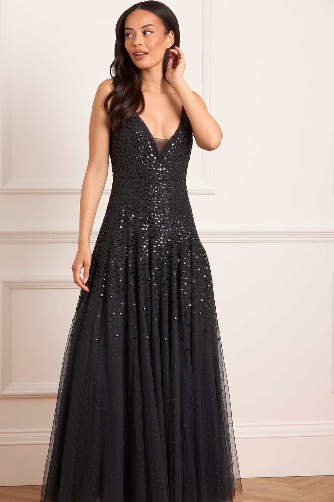 Sequin Cascade Cami Plunge Gown - Image 5