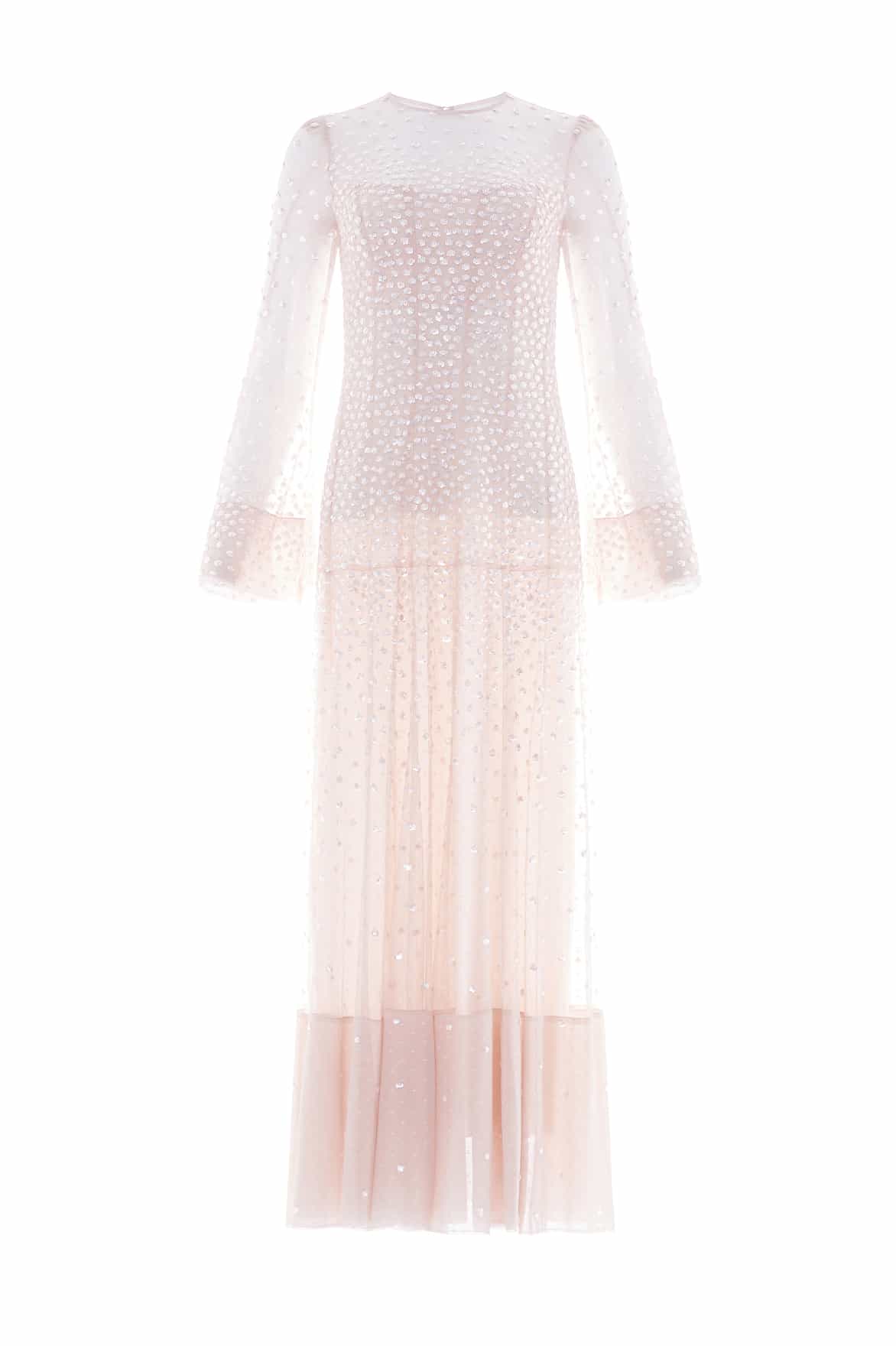 Sequin Cascade Long Sleeve Ankle Gown - Image 3