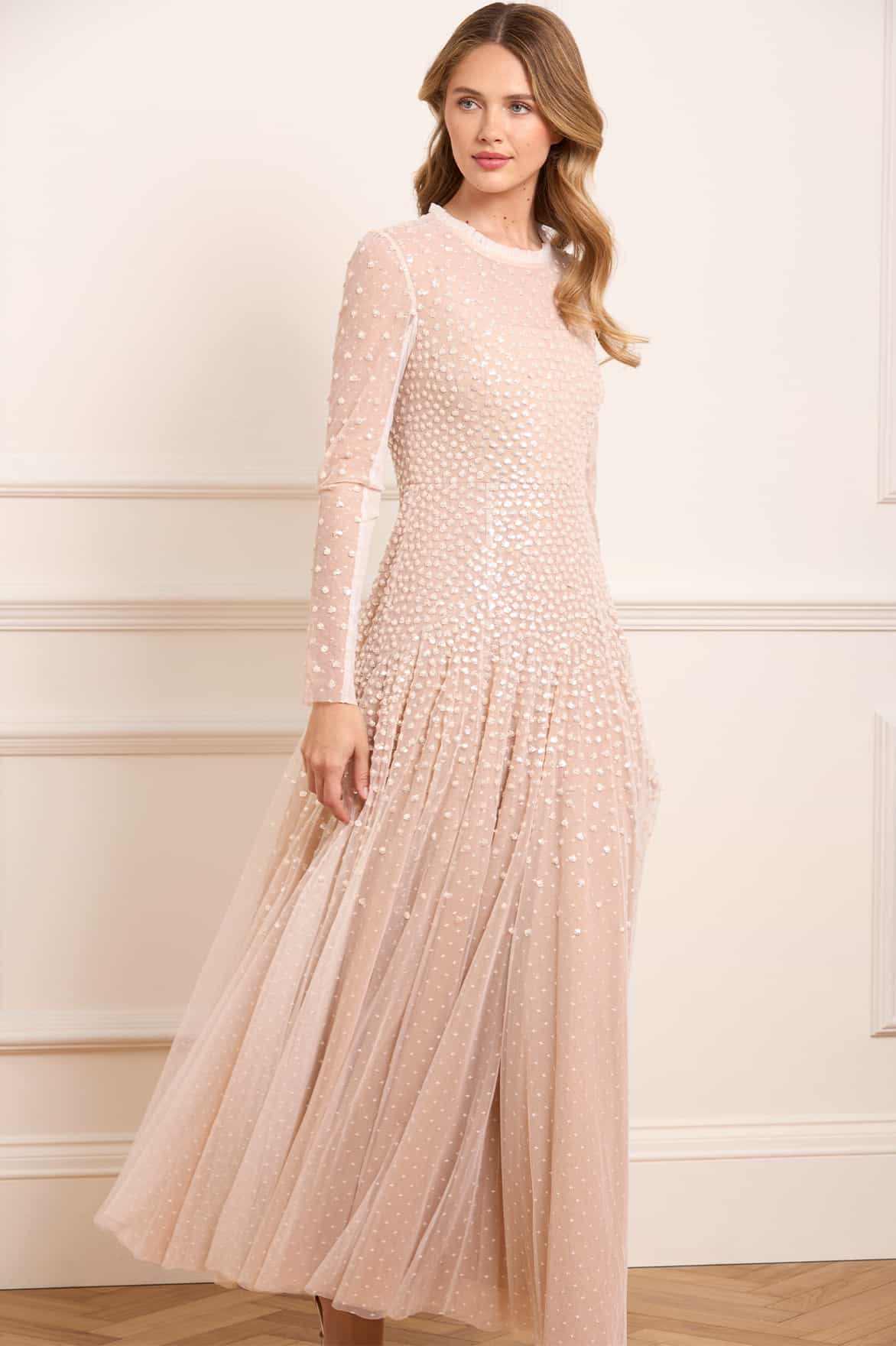 Sequin Cascade Round Neck Gown - Image 3