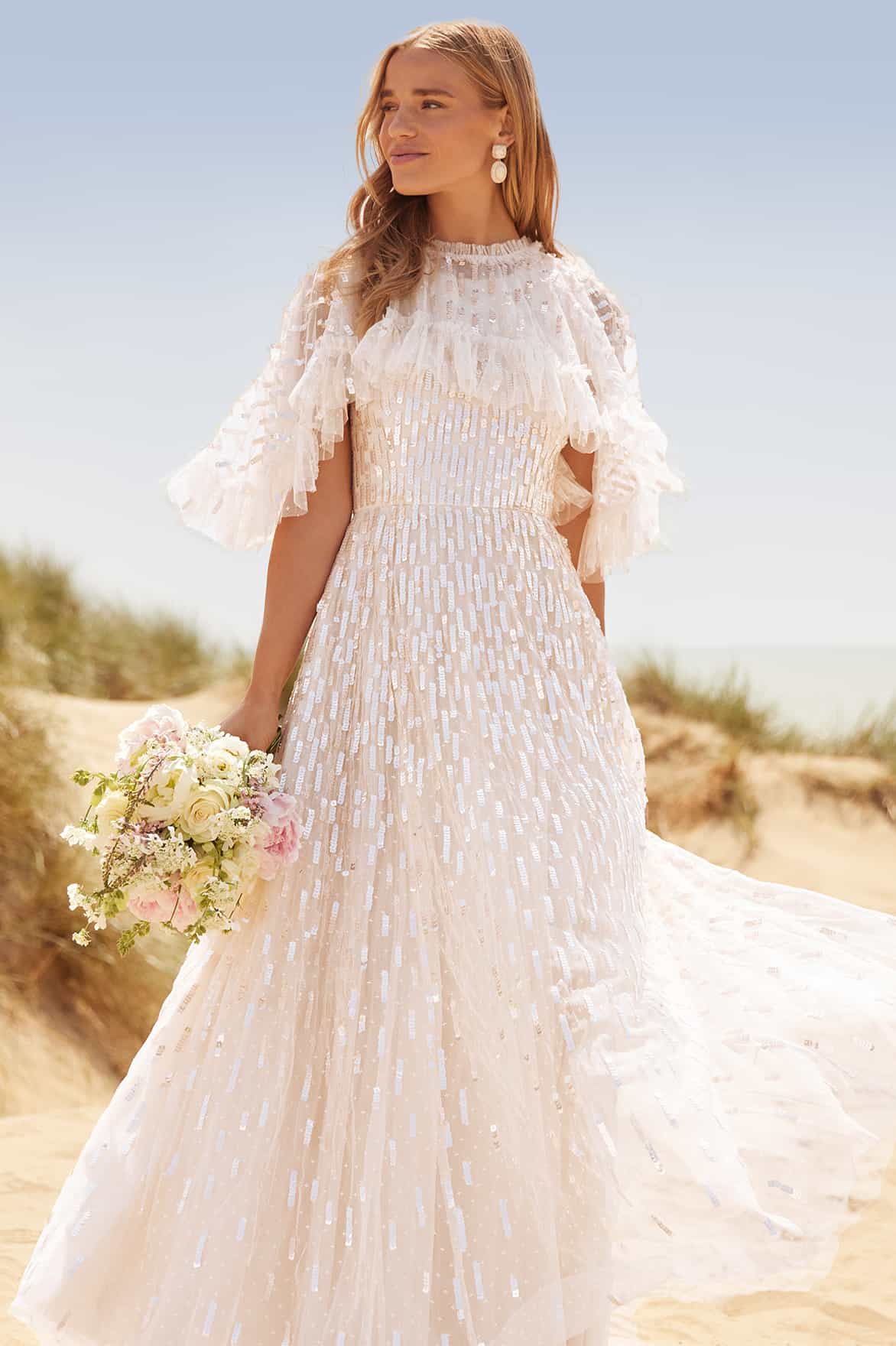 Sequin Dash Cape Ankle Gown - Image 7