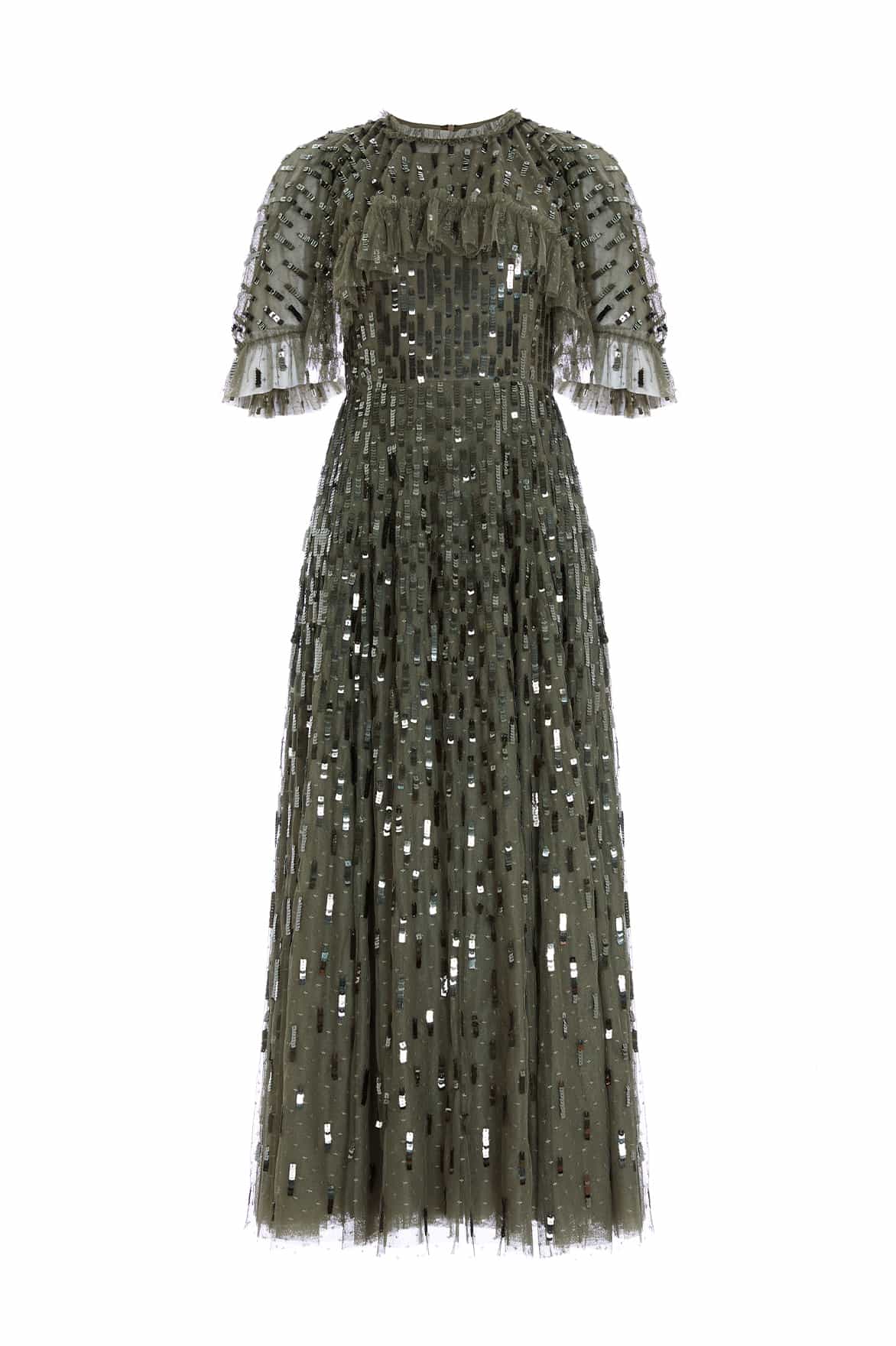Sequin Dash Cape Ankle Gown - Image 3