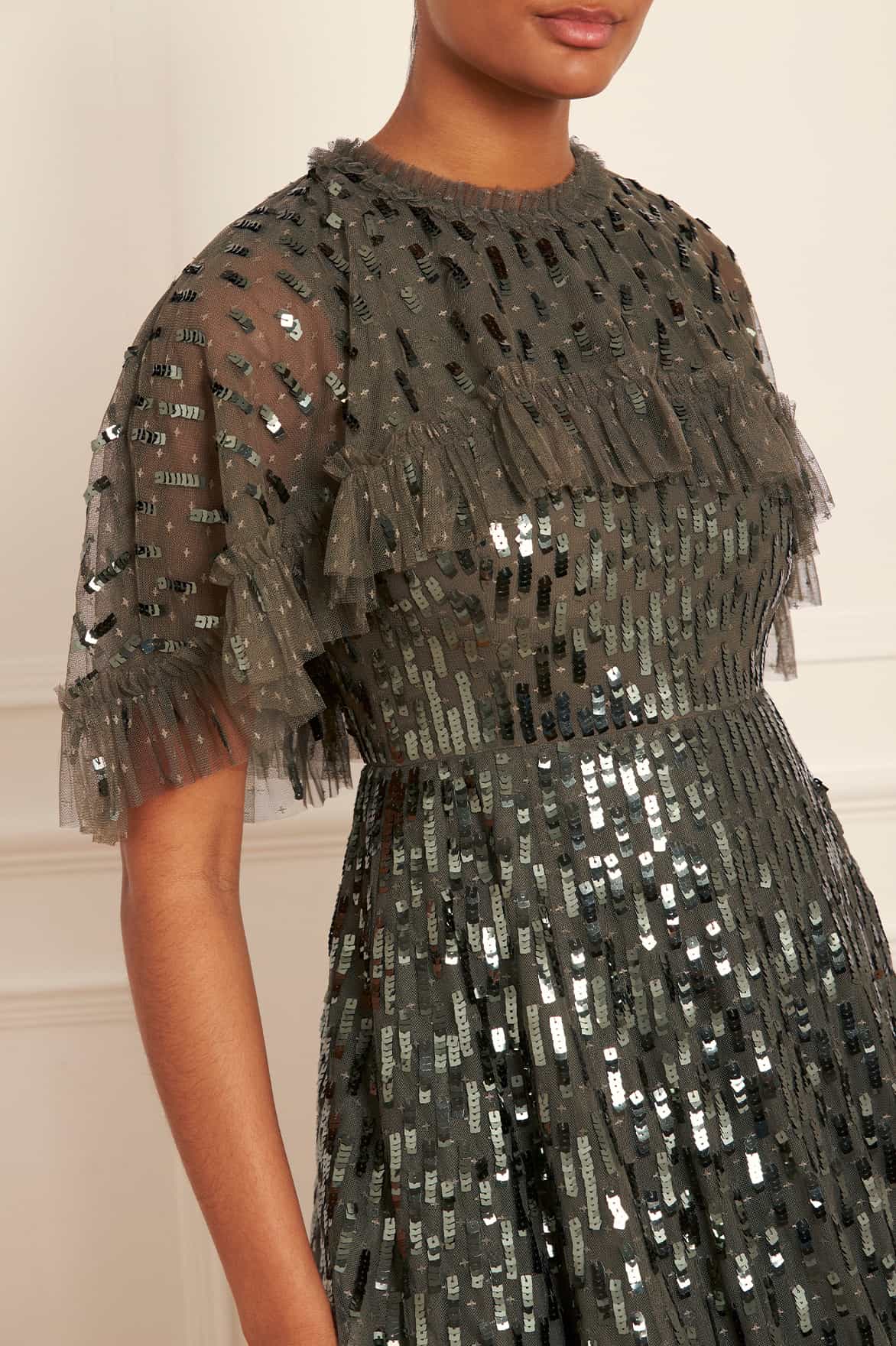 Sequin Dash Cape Ankle Gown - Image 5
