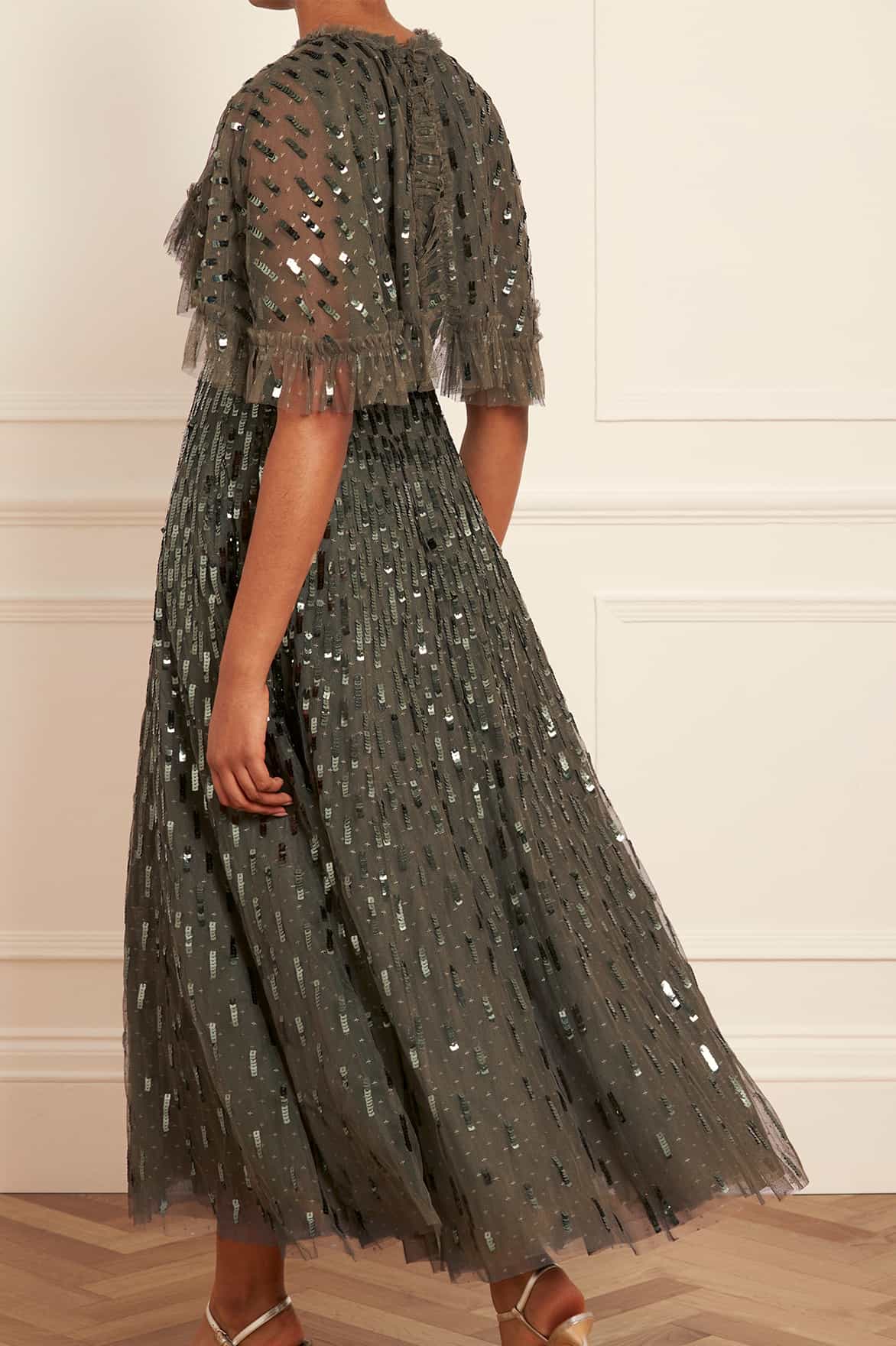 Sequin Dash Cape Ankle Gown - Image 7