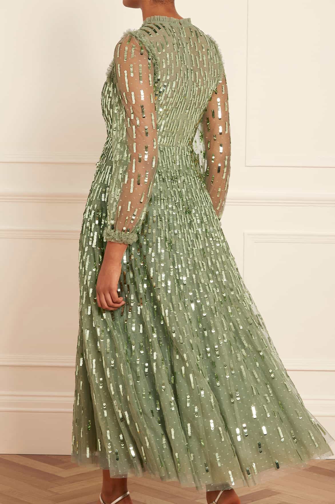 Sequin Dash Long Sleeve Ankle Gown - Image 5
