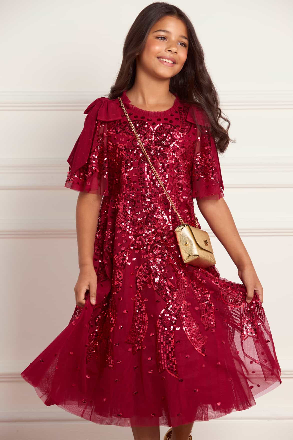 Sequin Ribbon Bow Kids Dress - Image 2