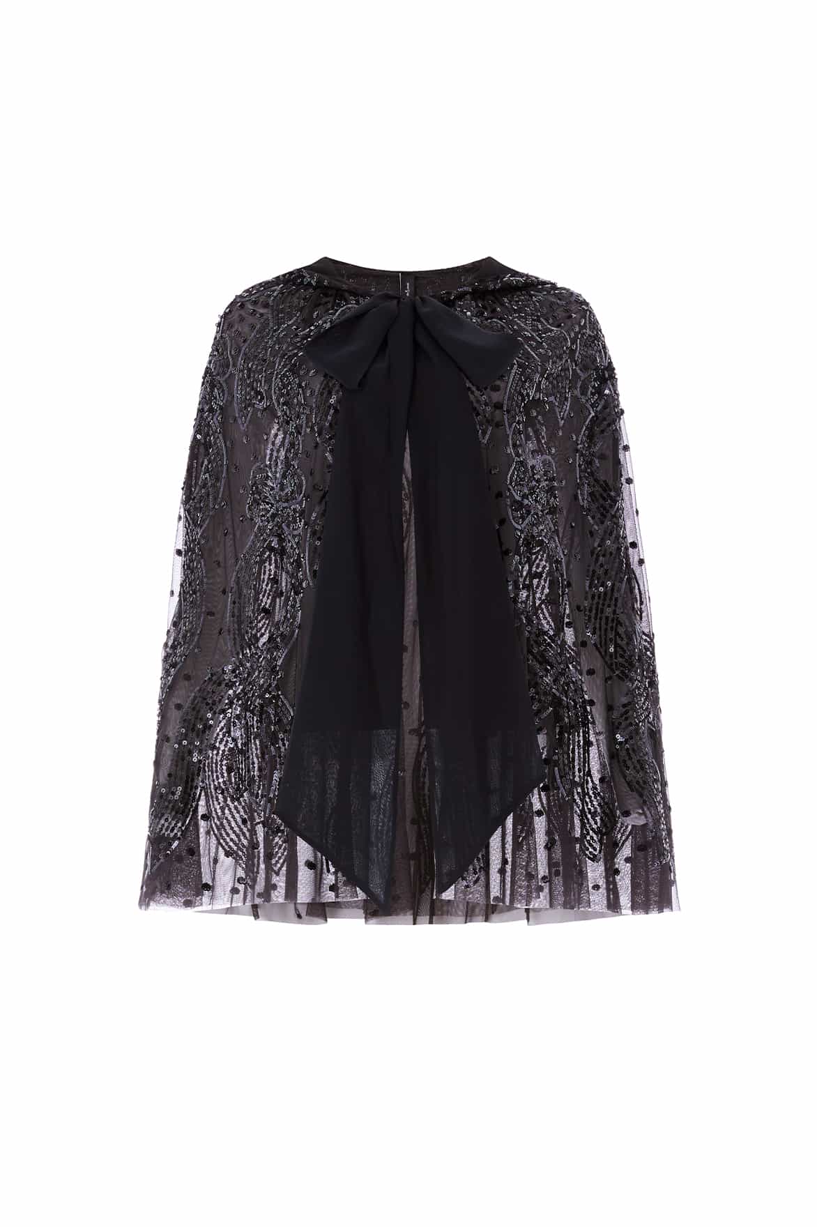 Sequin Ribbon Hooded Cape - Image 3