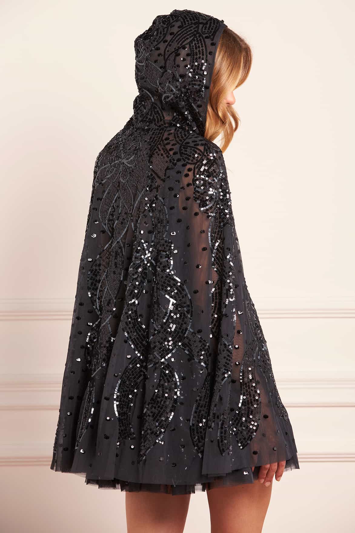 Sequin Ribbon Hooded Cape - Image 6