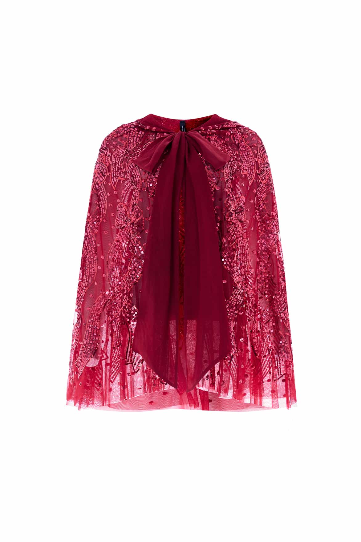 Sequin Ribbon Hooded Cape - Image 3