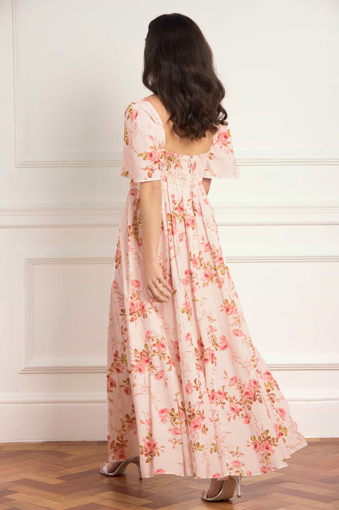 Summer's Rose Linen Blend Short Sleeve Ankle Gown - Image 5