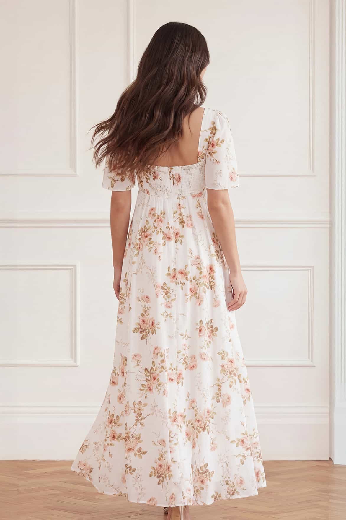 Summer's Rose Linen Blend Short Sleeve Ankle Gown - Image 5