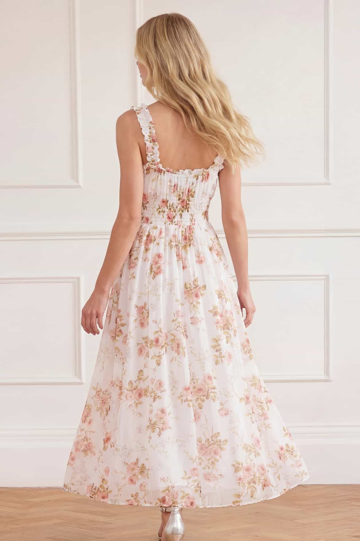 Summer's Rose Shirred Ankle Gown - Image 4