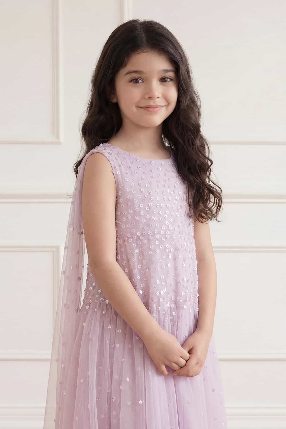 Sunrise Sequin Cape Kids Dress - Image 3