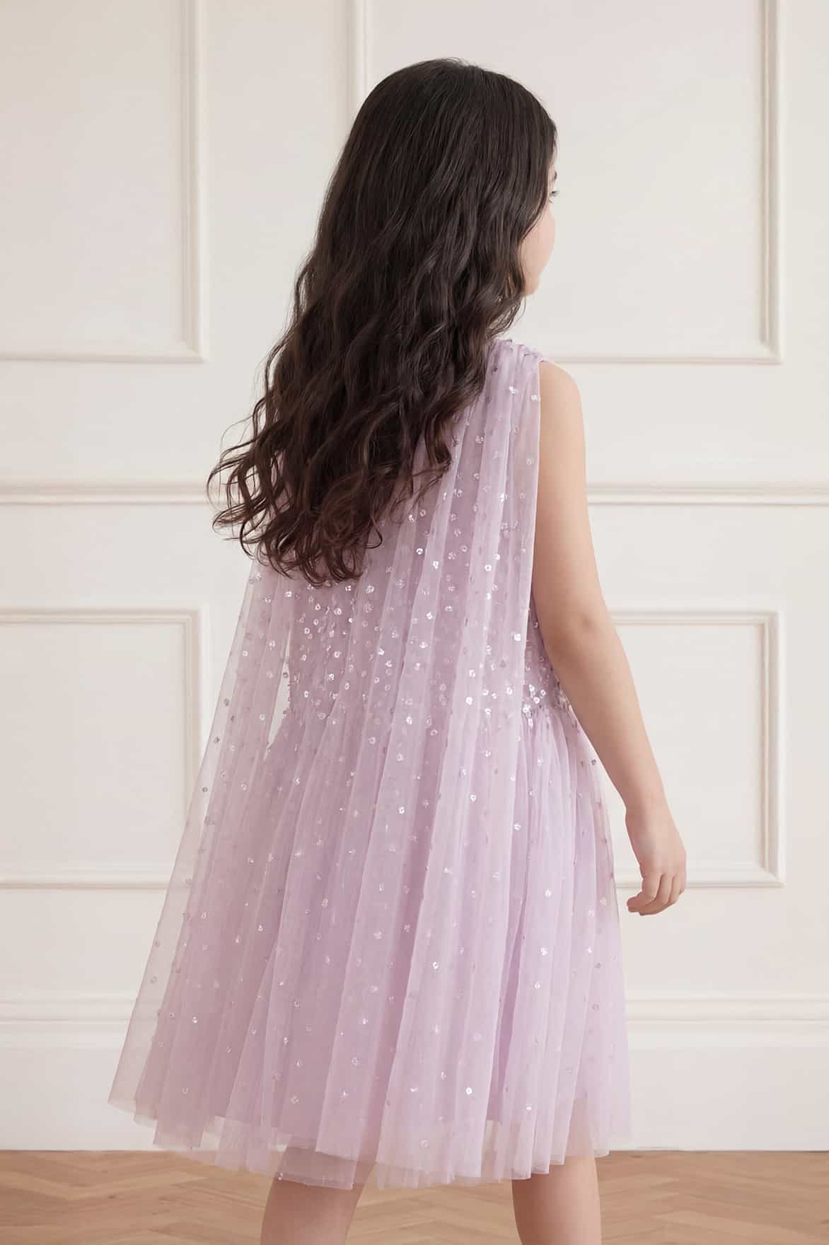 Sunrise Sequin Cape Kids Dress - Image 4