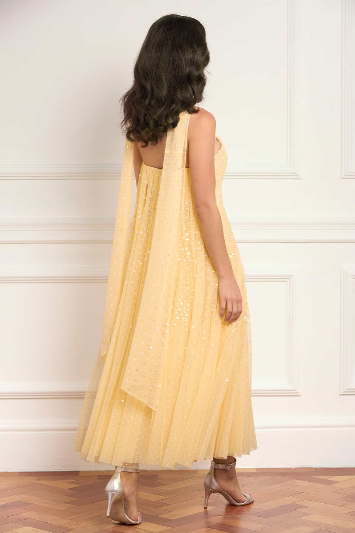 Sunrise Sequin Strapless Cape Ballerina Dress - Image 7