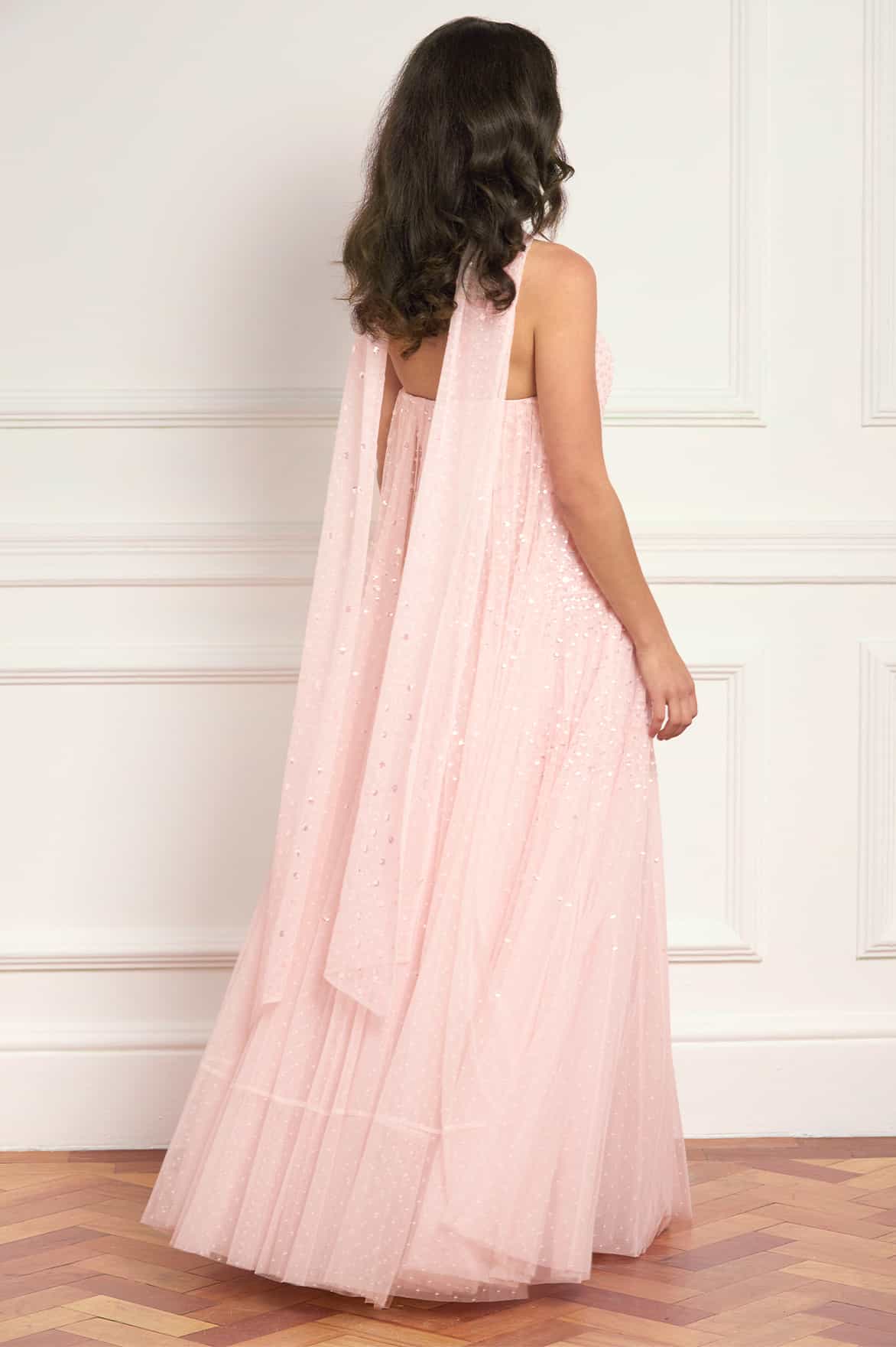 Sunrise Sequin Strapless Cape Gown - Image 6