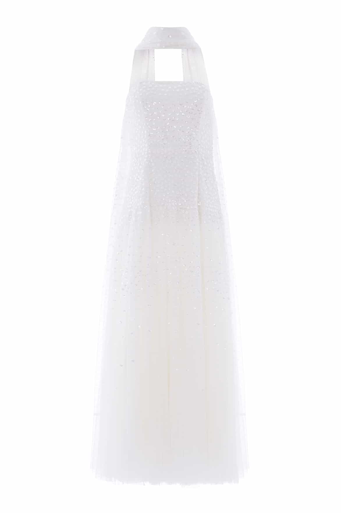 Sunrise Sequin Strapless Cape Gown - Image 3