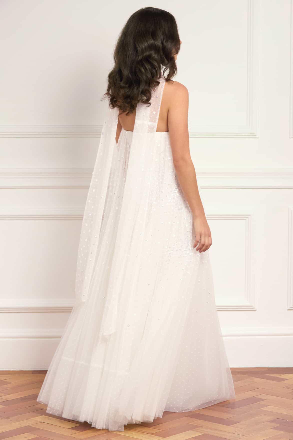 Sunrise Sequin Strapless Cape Gown - Image 7