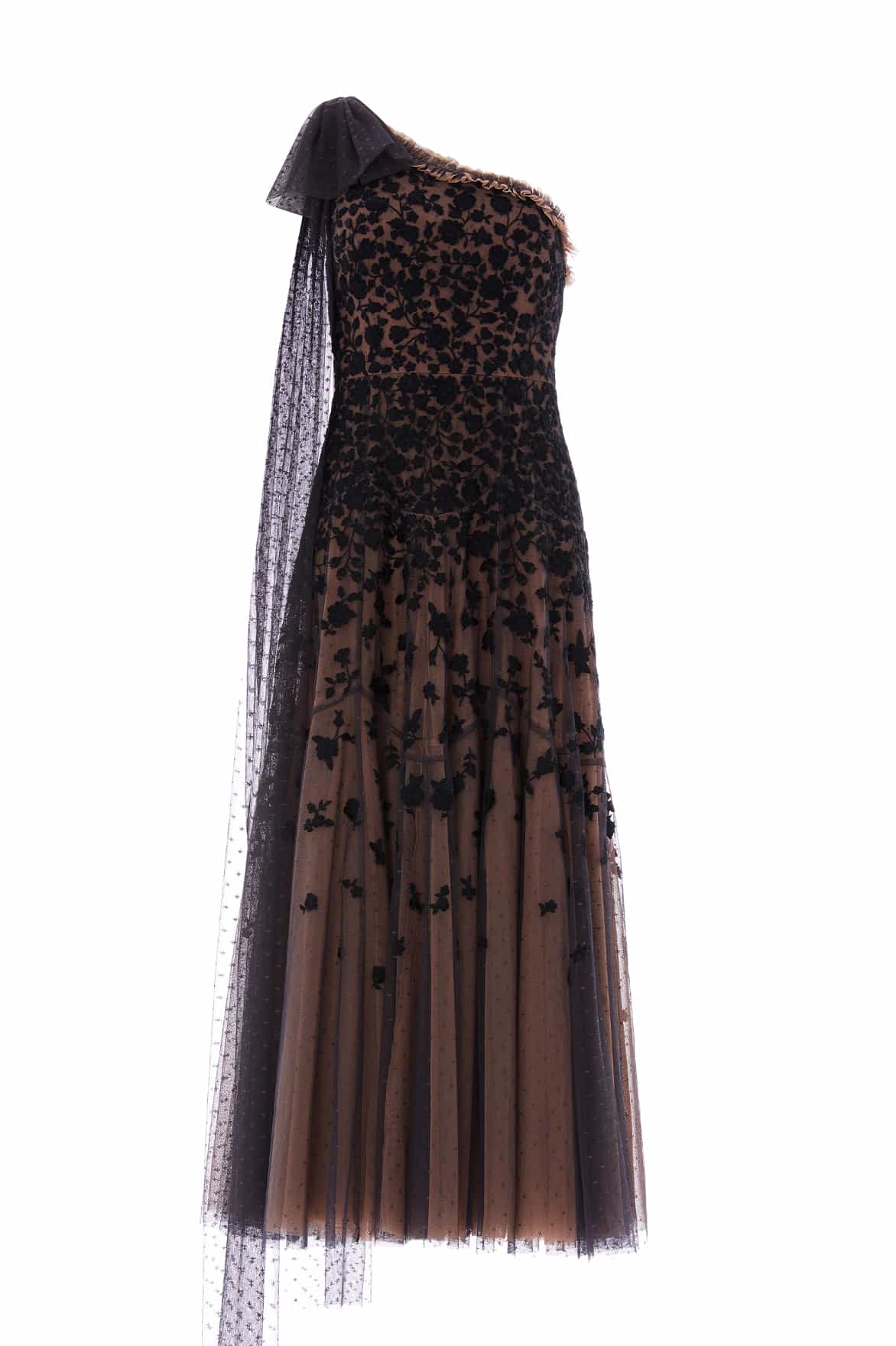 Sylvia Rose One-Shoulder Bow Ankle Gown - Image 2