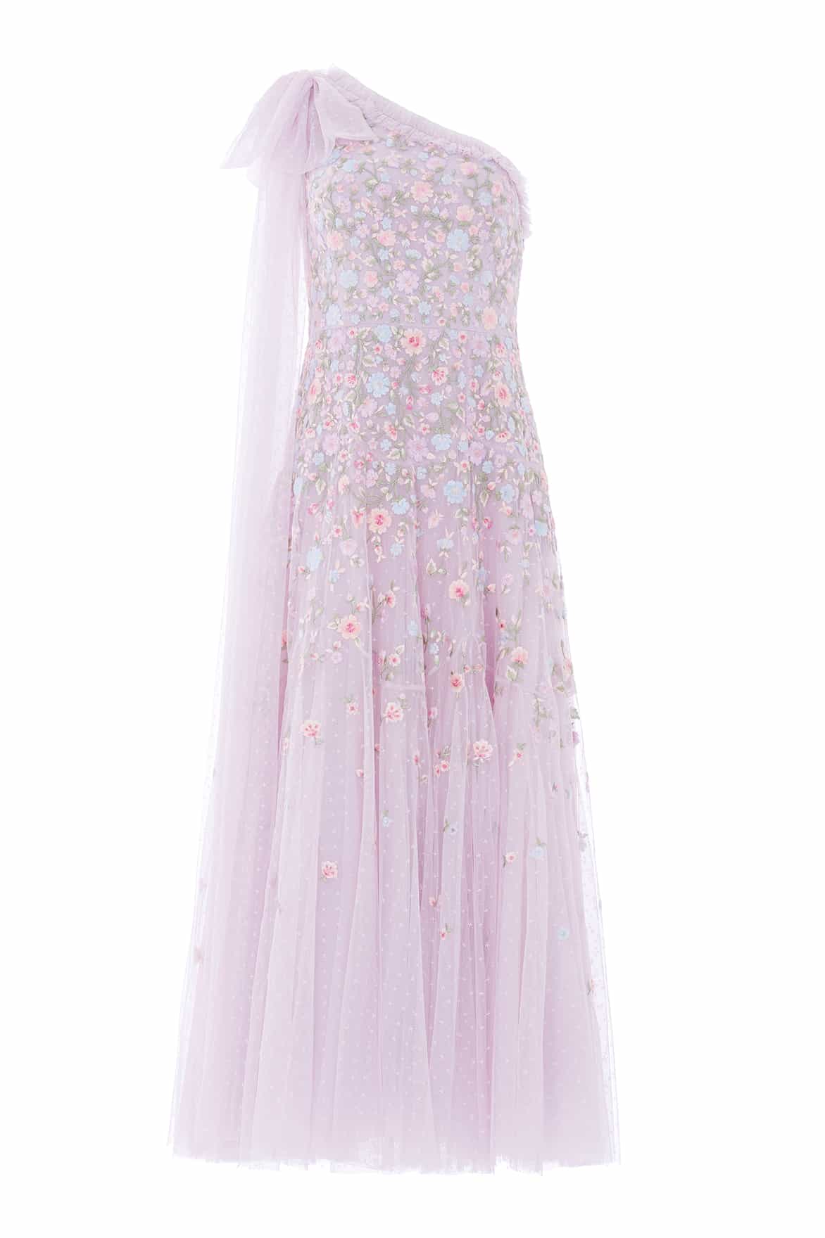 Sylvia Rose One-Shoulder Bow Ankle Gown - Image 3