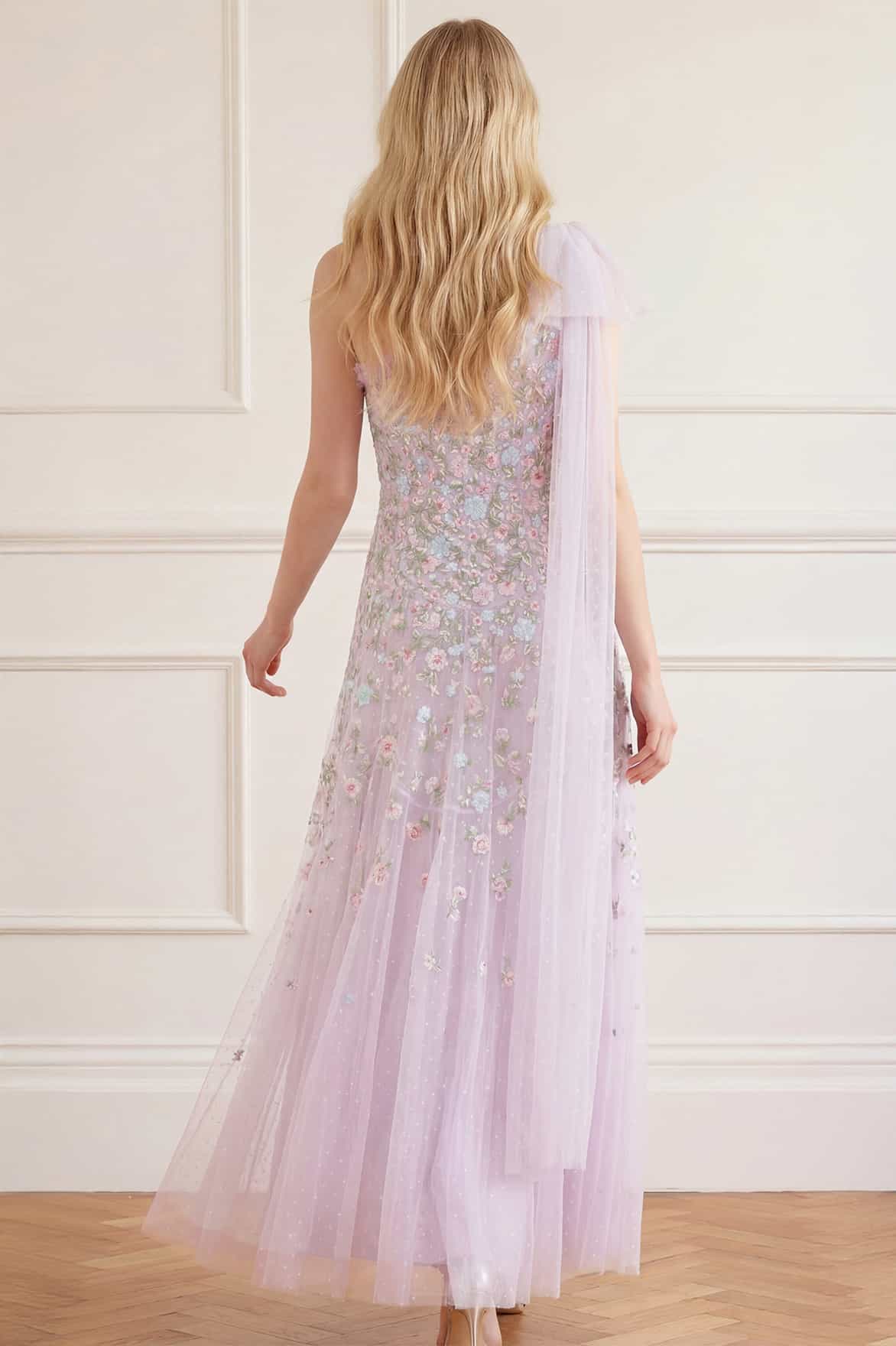 Sylvia Rose One-Shoulder Bow Ankle Gown - Image 5