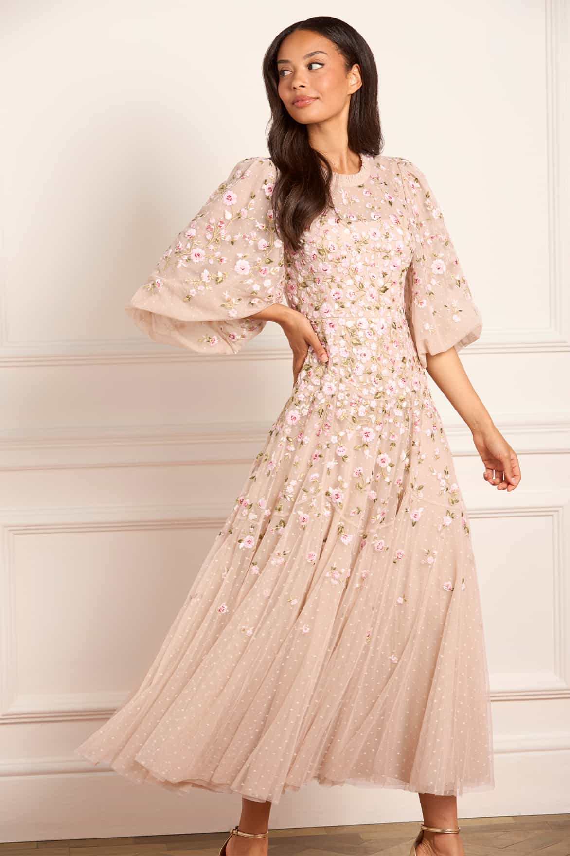 Sylvia Rose Round Neck Ankle Gown - Image 3