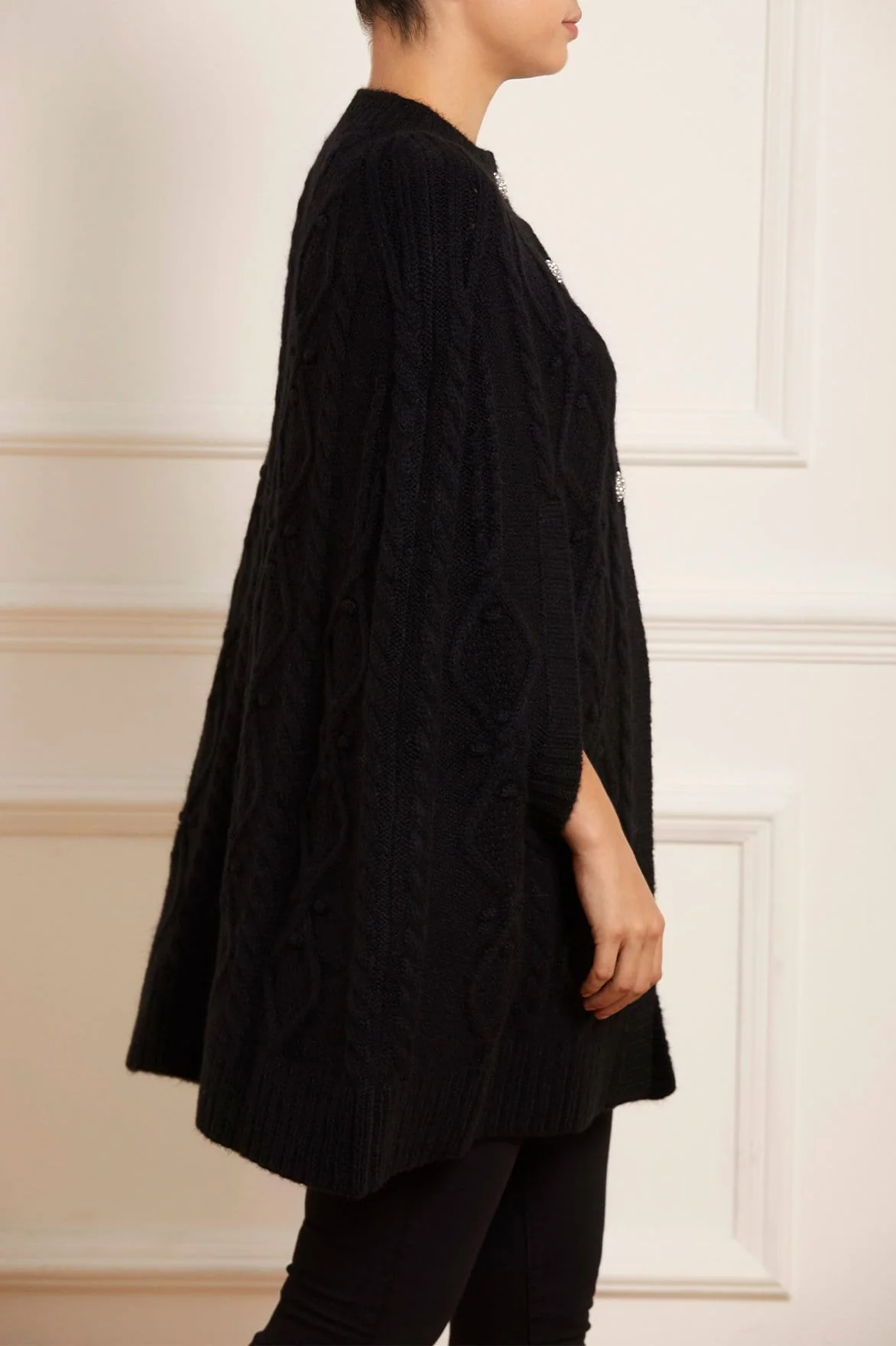 Sylvie Cable Jewelled Knee Length Cape - Image 4