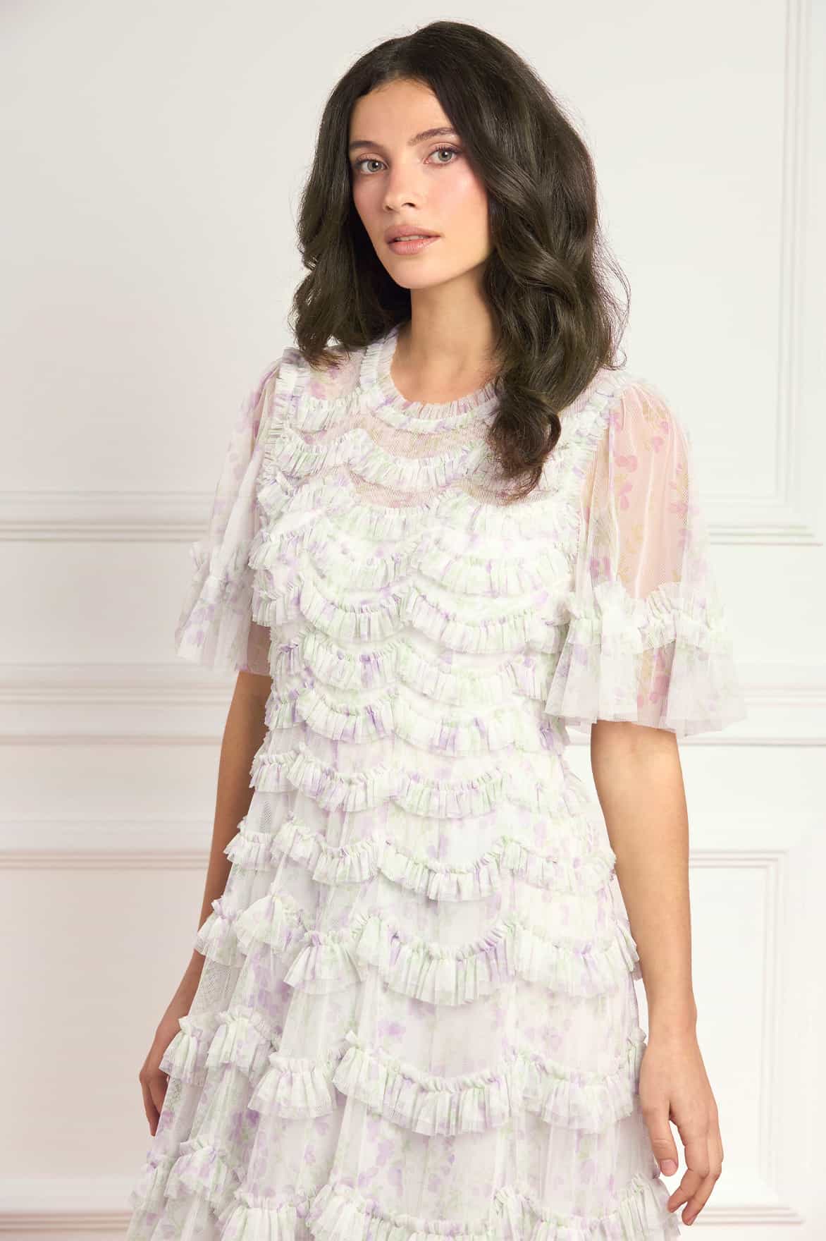 Trailing Floral Round Neck Ballerina Dress - Image 3