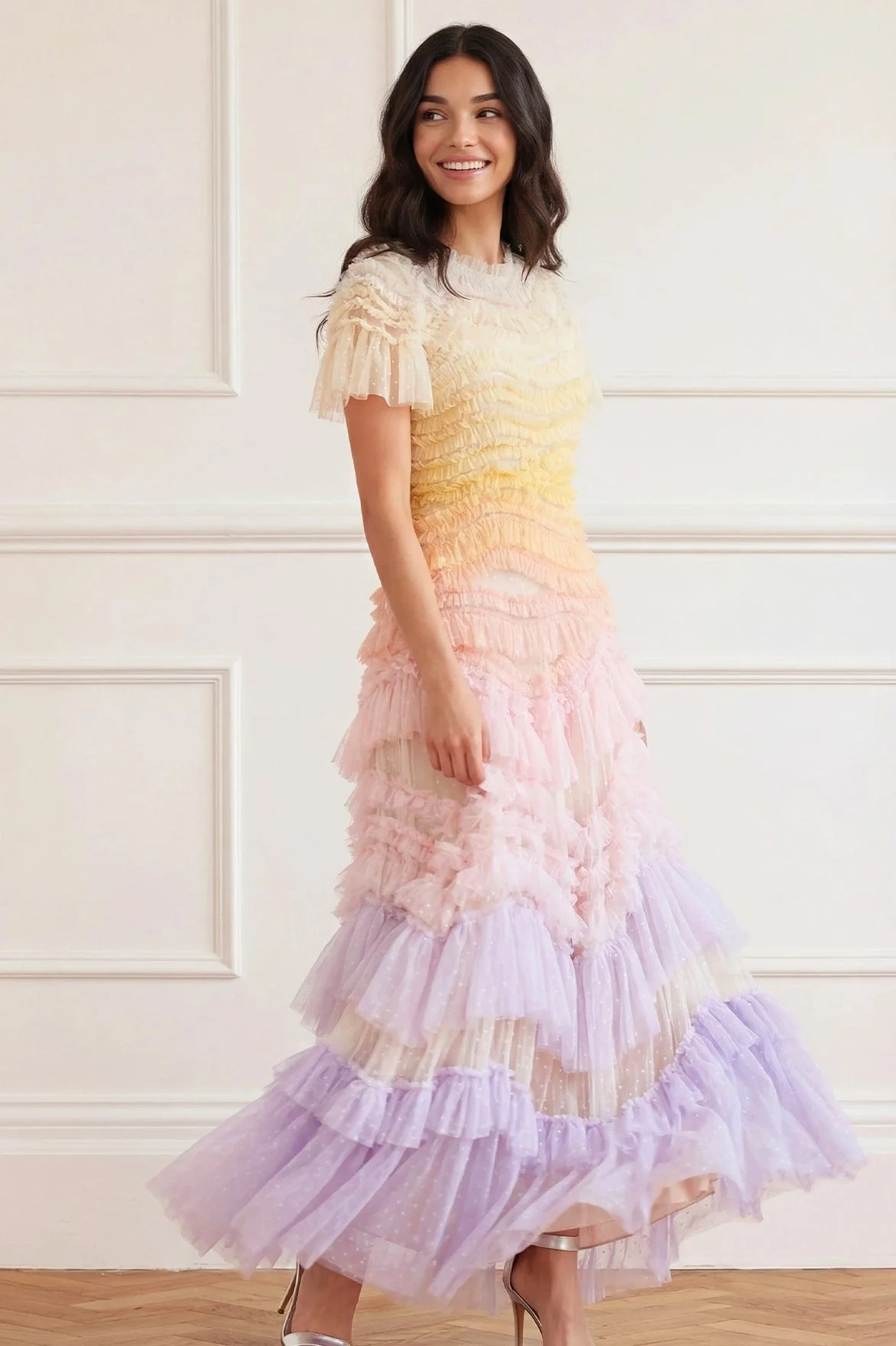 Wild Rose Ombre Short Sleeve Gown - Image 3